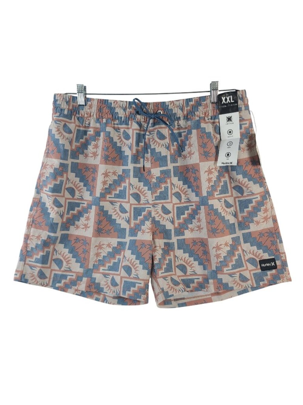 NEW Hurley Phantom Cannonball Volley 17" Men's Swim Shorts XXL Rose Blue Pattern